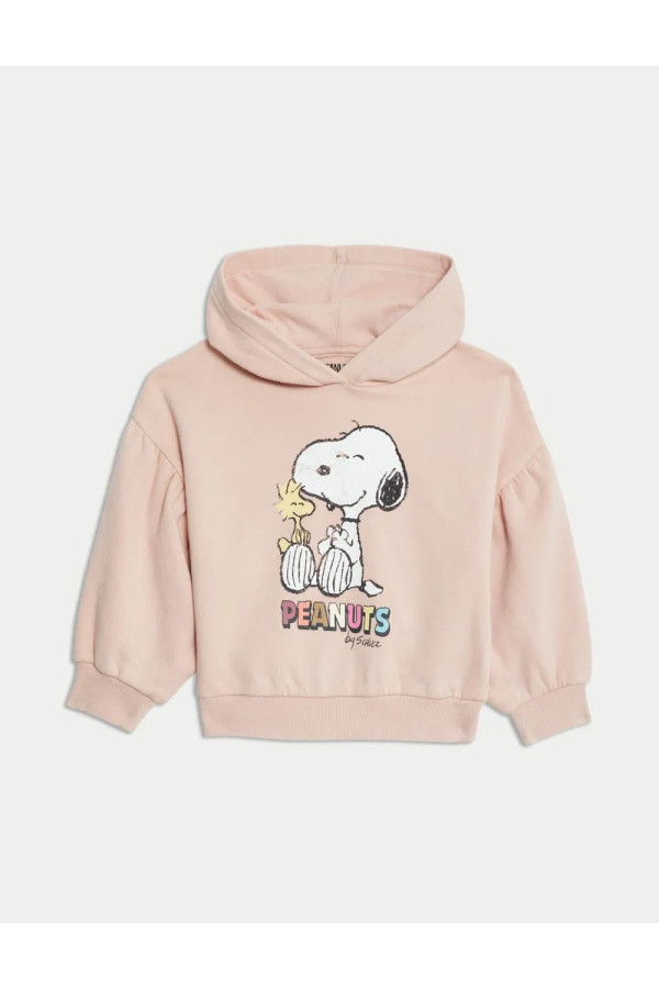 Snnopy Patterned Hooded Sweatshirt