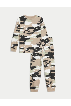 Pure Cotton Camouflage Patterned Pajama Set