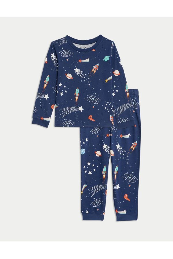 Pure Cotton Space Patterned Pajama Set