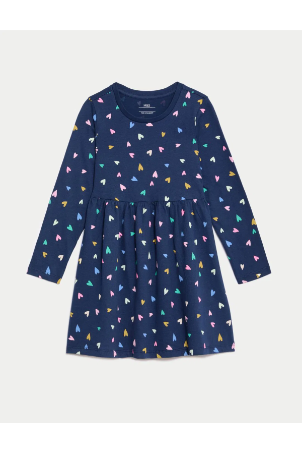 Pure Cotton Heart Patterned Dress