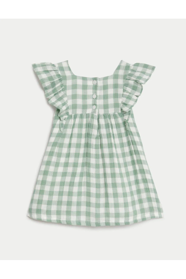 Pure Cotton Plaid Patterned Dress