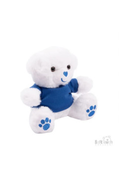 15cm White Teddy w/Navy T-Shirt