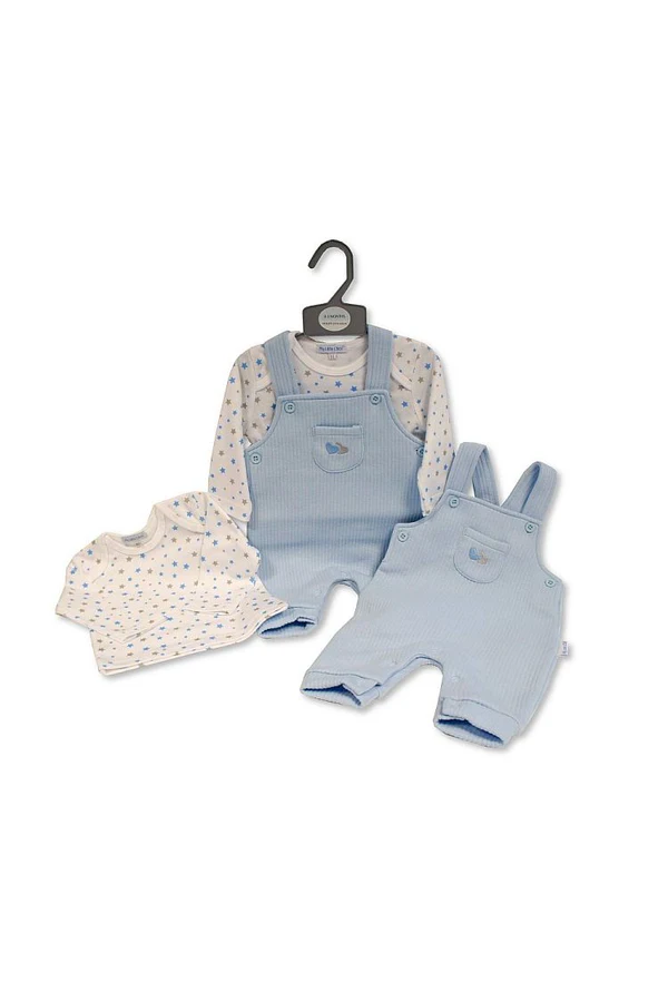 Baby Boys 2 pcs Dungaree Set – Sweet Heart (NB-6 Months)