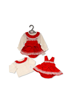 Baby Girls 2 pcs Dress Set with Bow and Lace – (0-12 Months)