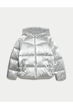 Hooded Metallic Puffer Puffer Jacket