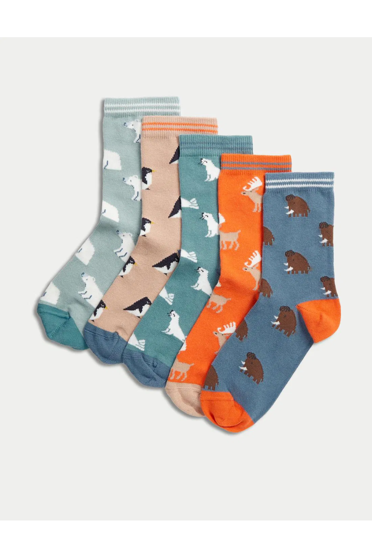 Set of 5 Cotton Animal Patterned Socks