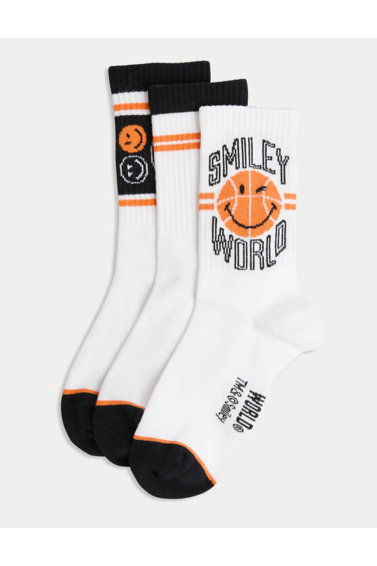 3-Pack Cotton Rich Smiley Sports Socks