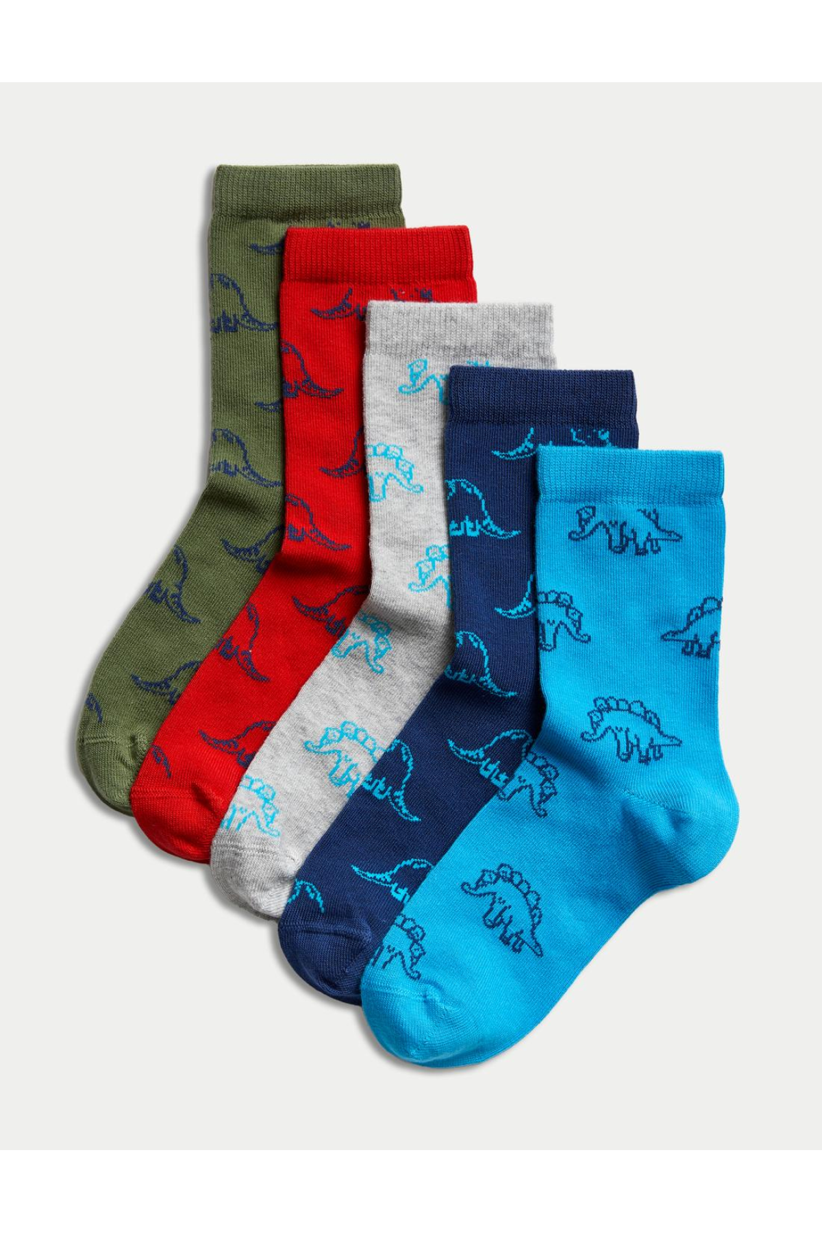 5-Pack Dinosaur Patterned Socks