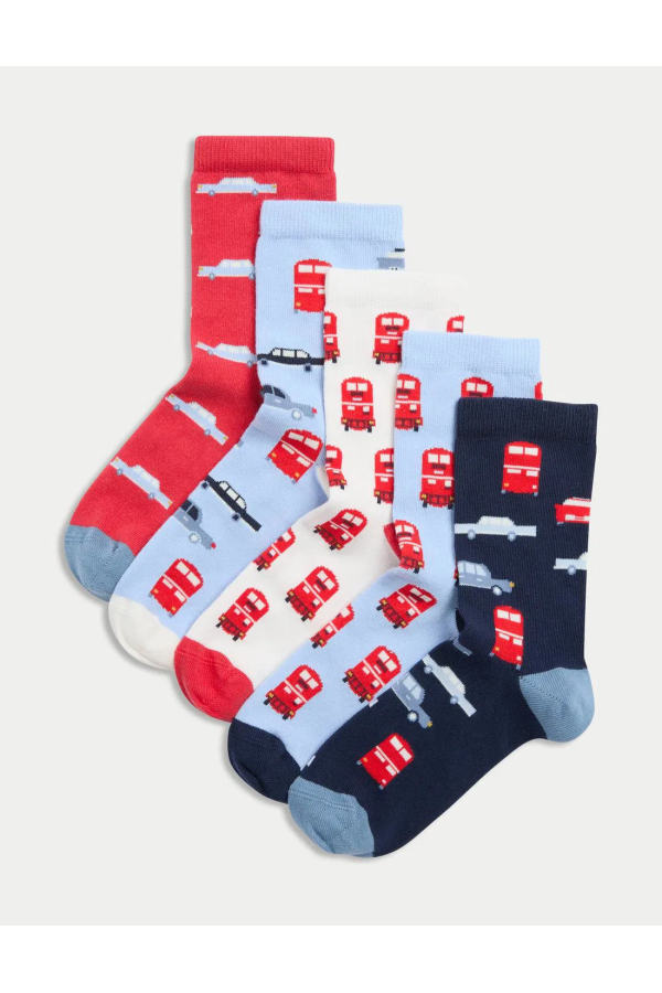 5-Pack Car Patterned Socks