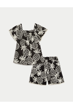 Pure Cotton Pineapple Patterned Top-Bottom Set