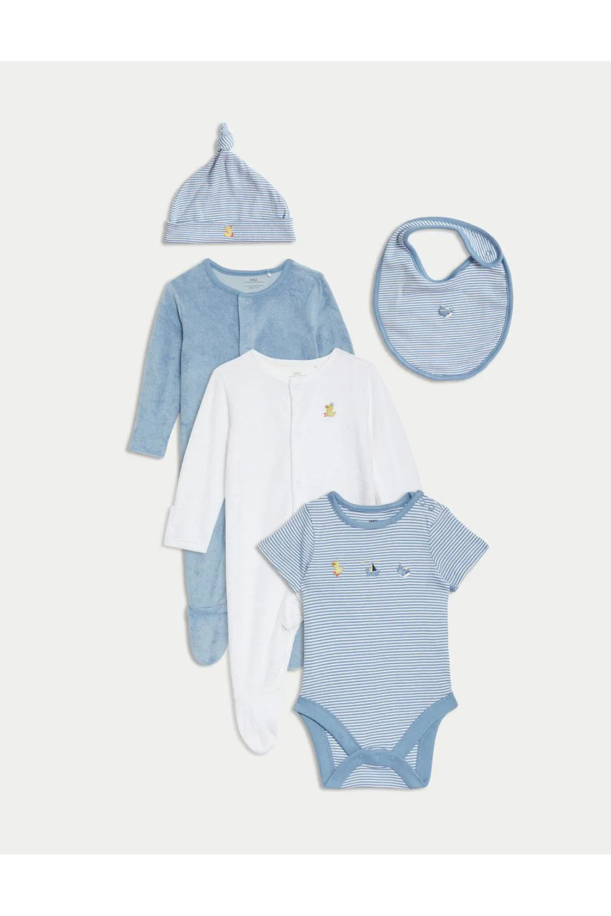 5 Piece Cotton Rich Striped Newborn Set