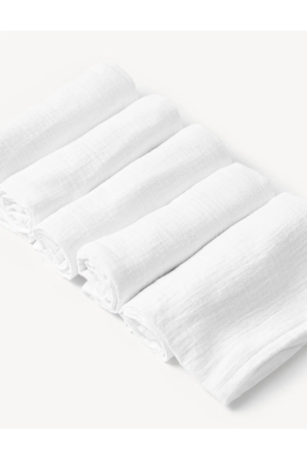 Pure Cotton Muslin Cloth 5-Pack