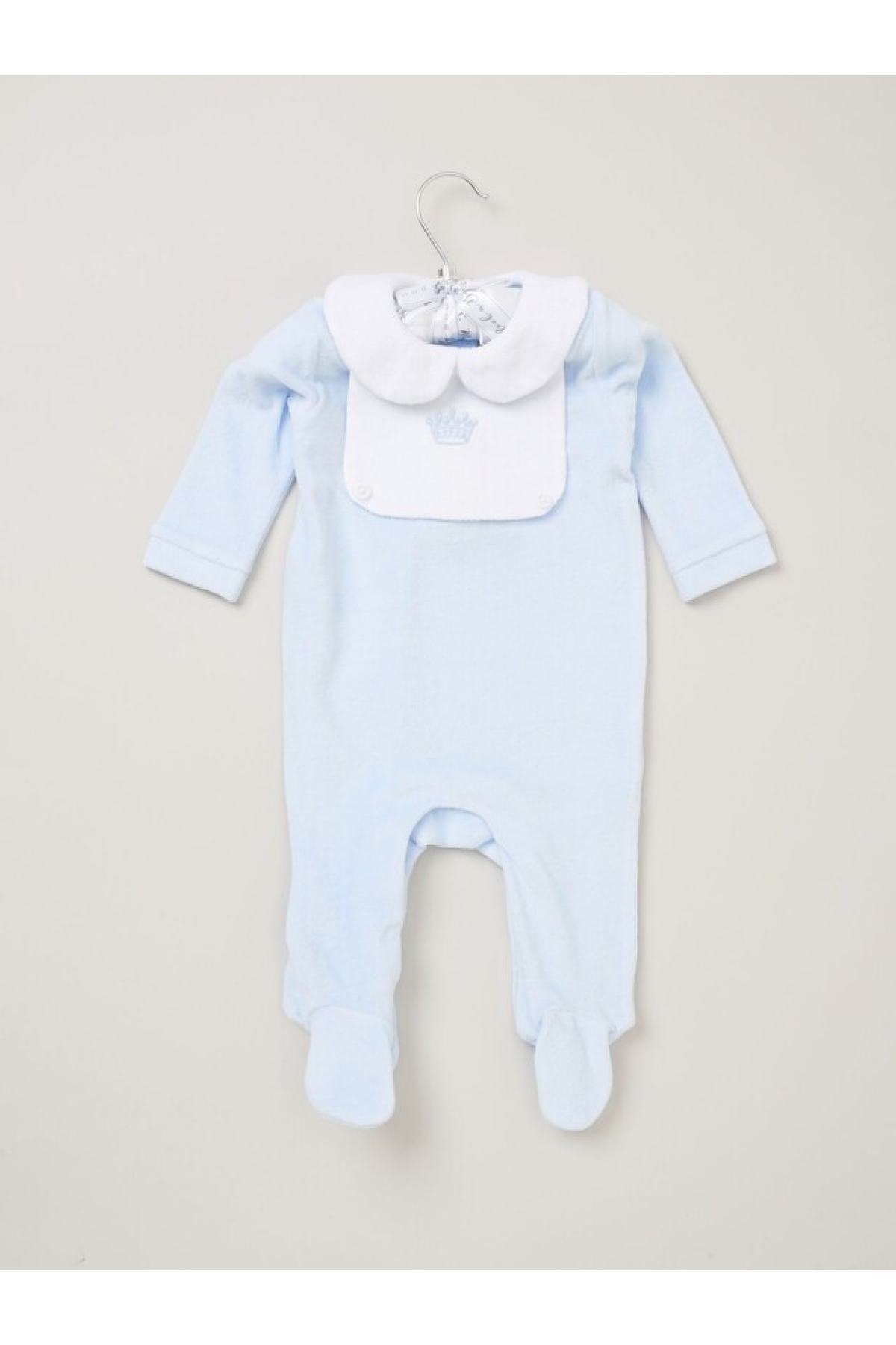 Blue - Rock-A-Bye Baby Boutique Blue Velor All-In-One Sleepsuit