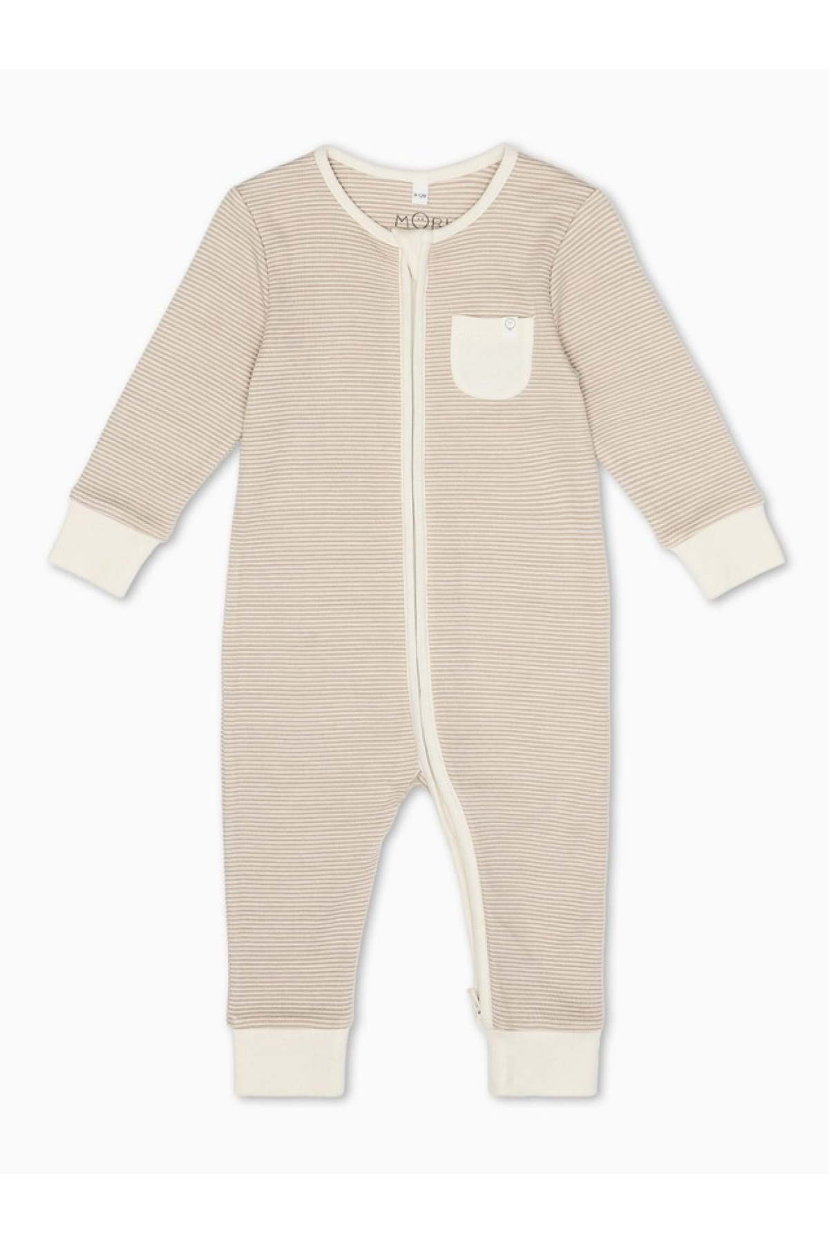 MORI Natural Organic Cotton & Bamboo Natural Stripe Zip Up Sleepsuit